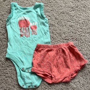 Okie Dokie Teal and Coral Diaper Cover Set